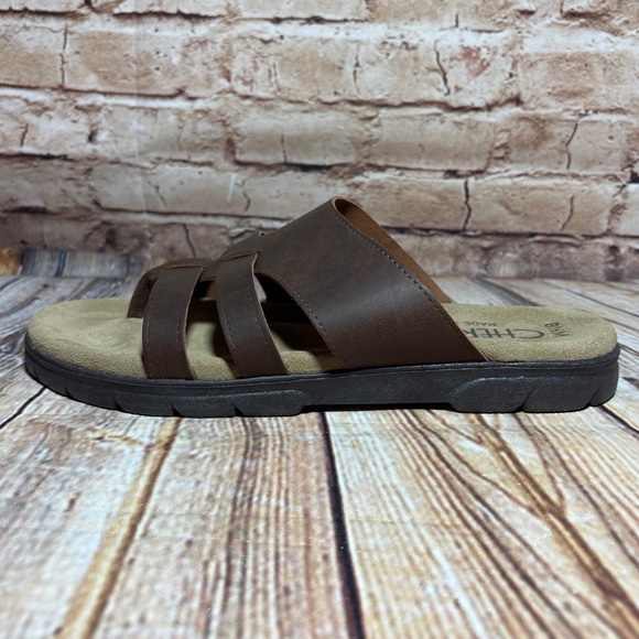 Vintage Cherokee Leather Strappy Thong Sandal 8.5 M Brown Retro Made in Italy - Picture 6 of 12